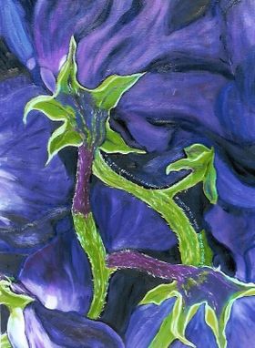Custom Made Purple Sweet Pea Close Up Oil Painting