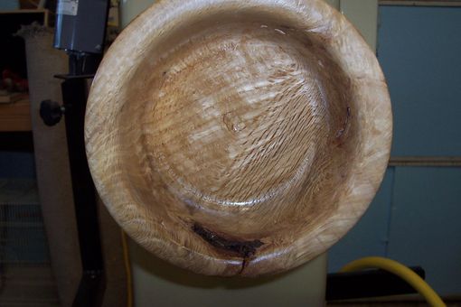 Custom Made Oak Turned Bowl With Natural Aspects