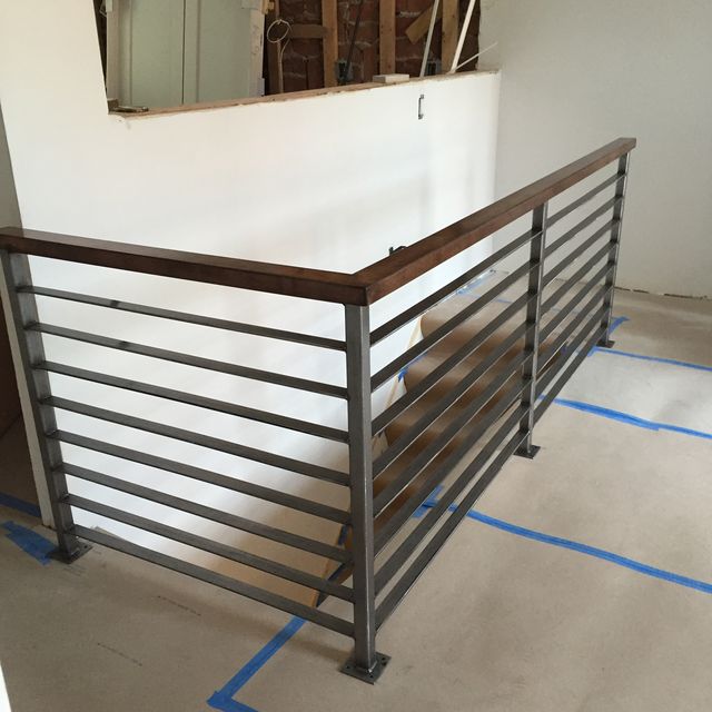 Custom Made Horizontal Slat Railing Brushed Steel By Wacoavenue Custom Made Horizontal Slat Railing Brushed Steel By Wacoavenue Fabrication Custommade