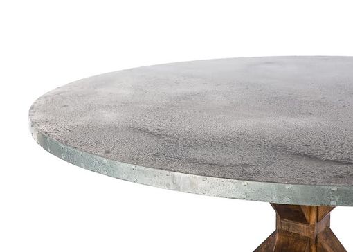 Custom Made Zinc Table Zinc Dining Table -  Round French Trestle Zinc Dining Table