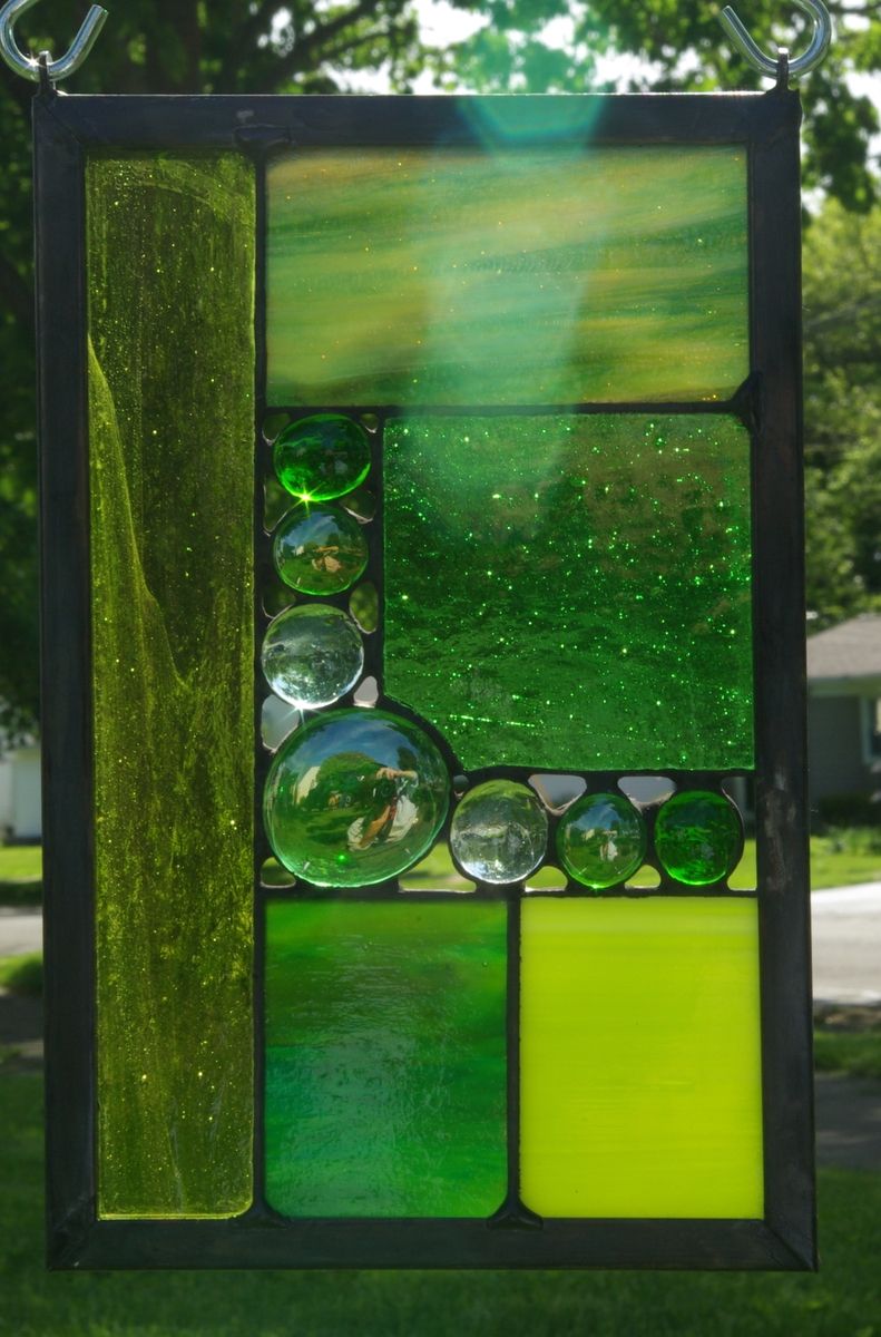 Handmade Geometric Mini Panels by Dancing Light Stained Glass Studio