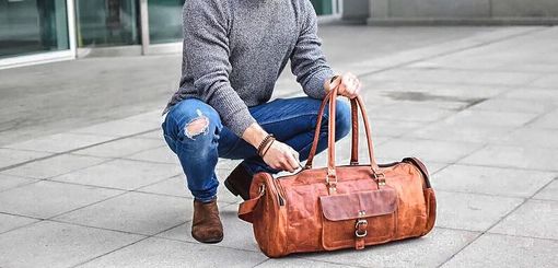 Custom Made Genuine Leather Duffel Bag Vintage Carry On Weekend Bag Large Duffle Luggage Bag