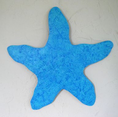 Custom Made Marine Metal Wall Art - Starfish - Reclaimed Metal Sculpture Coastal Beach House Bathroom Blue Aqua