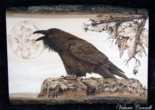 Custom Made Pyrography Fine Art - Raven