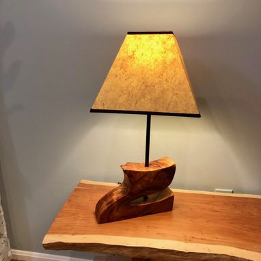 Custom Made Hawaiian Koa Wood Art Deco Slab Table Lamp