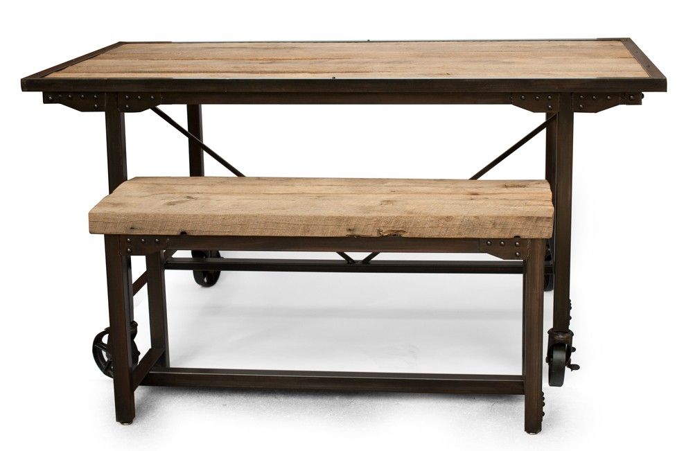 Hand Crafted Custom Farmhouse Reclaimed Wood Steel Dining Table Rustic Kitchen Table Bench Conference Table By Real Industrial Edge Furniture Llc Custommade Com