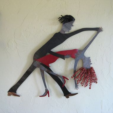 Custom Made Art Sculpture - Antonia And Raoul - Sexy Latin Dancers Upcycled Metal Wall Decor