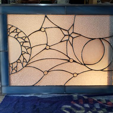 Custom Made Sun, Moon And Stars Stained Glass Window