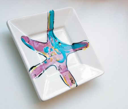 Custom Made Star Fish Plate -Ring Tray - Beach House - Red Sea Shell - Beach House - Small Trinket Dish