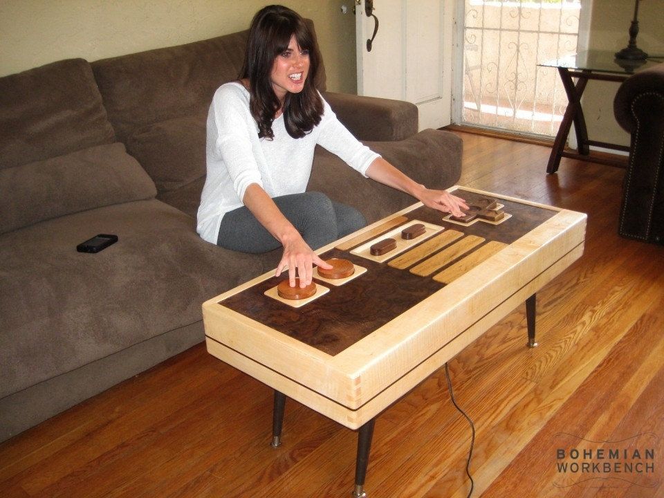 Hand Crafted Nintendo Controller Coffee Table Maple Walnut Hand Crafted Nintendo Controller Coffee Table Maple Walnut Functional By Bohemian Workbench Custommade Com