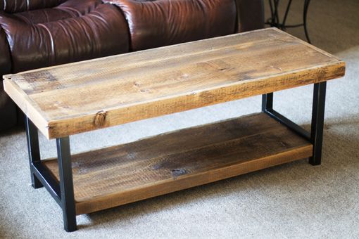 Custom Made Barn Wood Coffee Table Industrial Rustic Reclaimed 1800s Barn Wood And Steel Legs