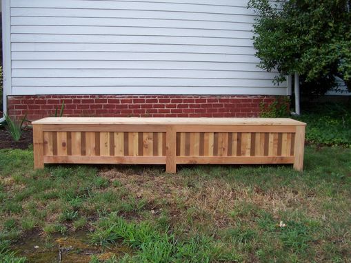 Custom Made Custom Western Red Cedar Patio Storage Bench.