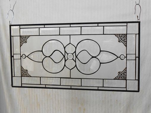 Custom Made Beveled Stained Glass Panel, Traditional Crystal / Frosted Stained Glass Transom Window