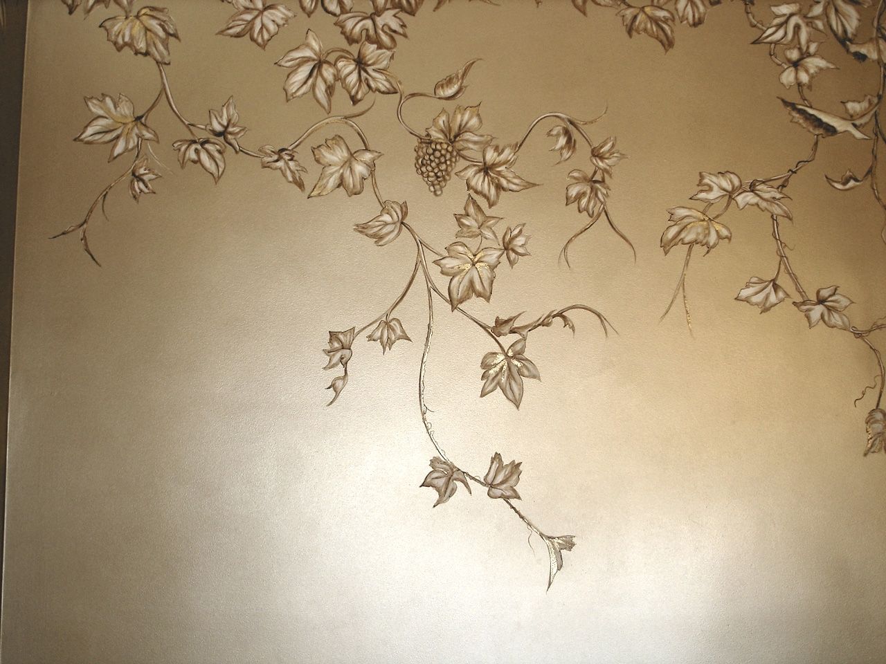 Custom Chinoiserie Grapes Mural On Champagne Metallic Faux By Visionary ...