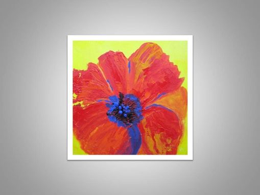 Custom Made Orange Poppy Flower Fine Art Print Small 8"X8" Orange Yellow Blue By Devikasart On Etsy