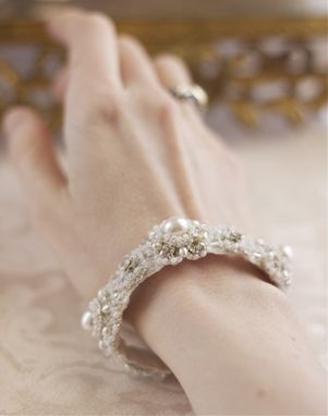 Custom Made Diamanta Bracelet And Matching Earrings | Pearl, Lace Bridal Cuff And Studs