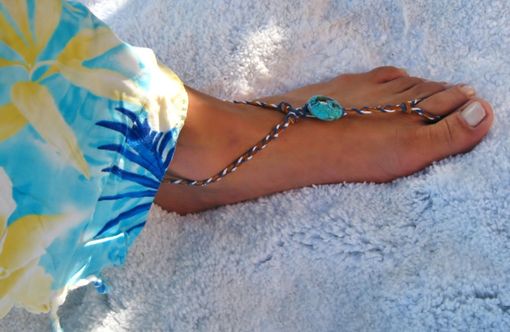 Custom Made Blue Butterfly Slave Anklet. Boho. Foot Jewelry. It Fits Shoe Sizes 9 And Up. Handmade.