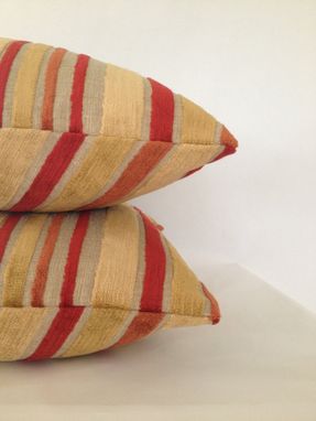 Custom Made Gold And Red Striped Velvet Pillow Cover