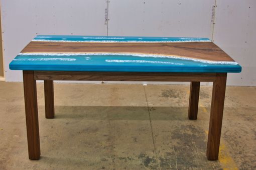 Custom Made Ocean Epoxy Dining Table With Wooden Legs 30" X 60"