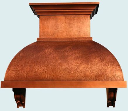 Custom Made Copper Range Hood With Corbels & Stack