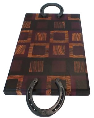 Custom Made Horseshoe Handle - Exotic Wood Cutting Board