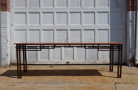 Custom Made Steel Dinning Table With Spruce Top