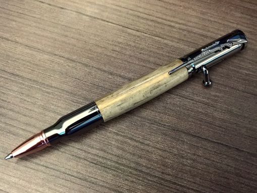 Custom Made Limited Edition Beetle Kill Pine Bolt Action 30 Caliber Pen In Gun Metal Gray