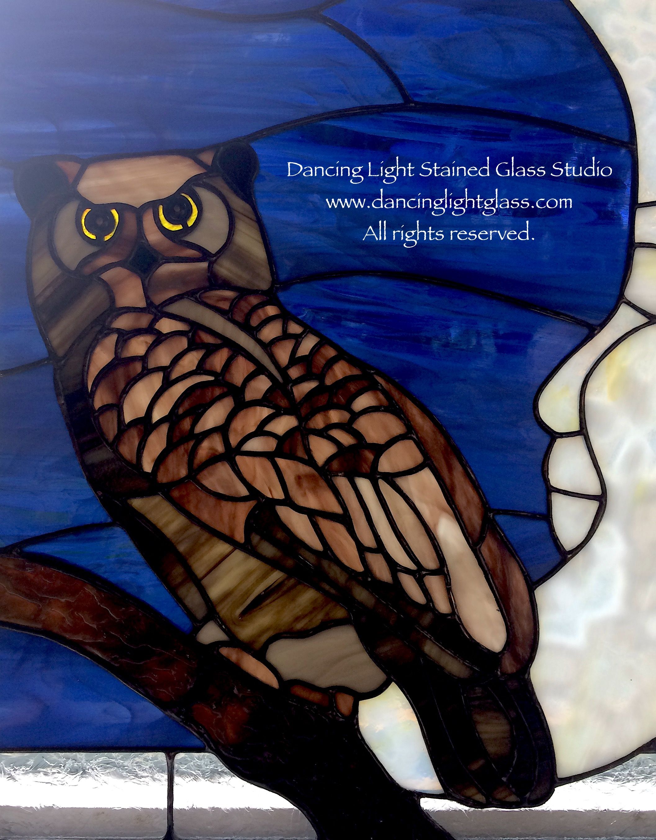 Custom Made The Owl And The Moon by Dancing Light Stained Glass Studio