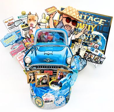 Custom Made 60th Birthday Cake Topper, Vintage Dude 70 Cake Topper With Car