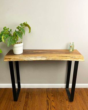 Custom Made Foundry Console Table: Walnut Edition - Walnut, Live Edge Console Table