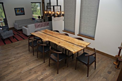 Custom Made Organic Live Or Natural Edge Spalted Maple With Copper And Bronze Dining Or Kitchen Table