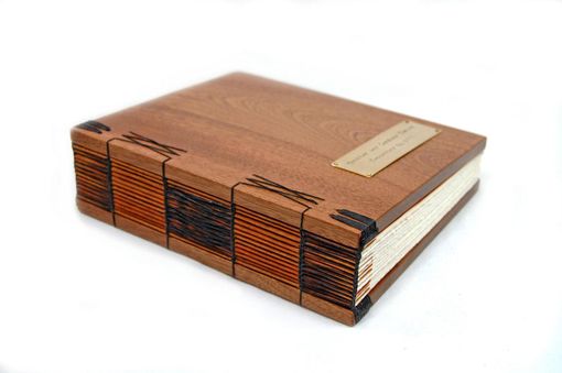 Custom Made Mahogany Guest Book With Wood Covers - Custom Wedding Personalized Anniversary Gift