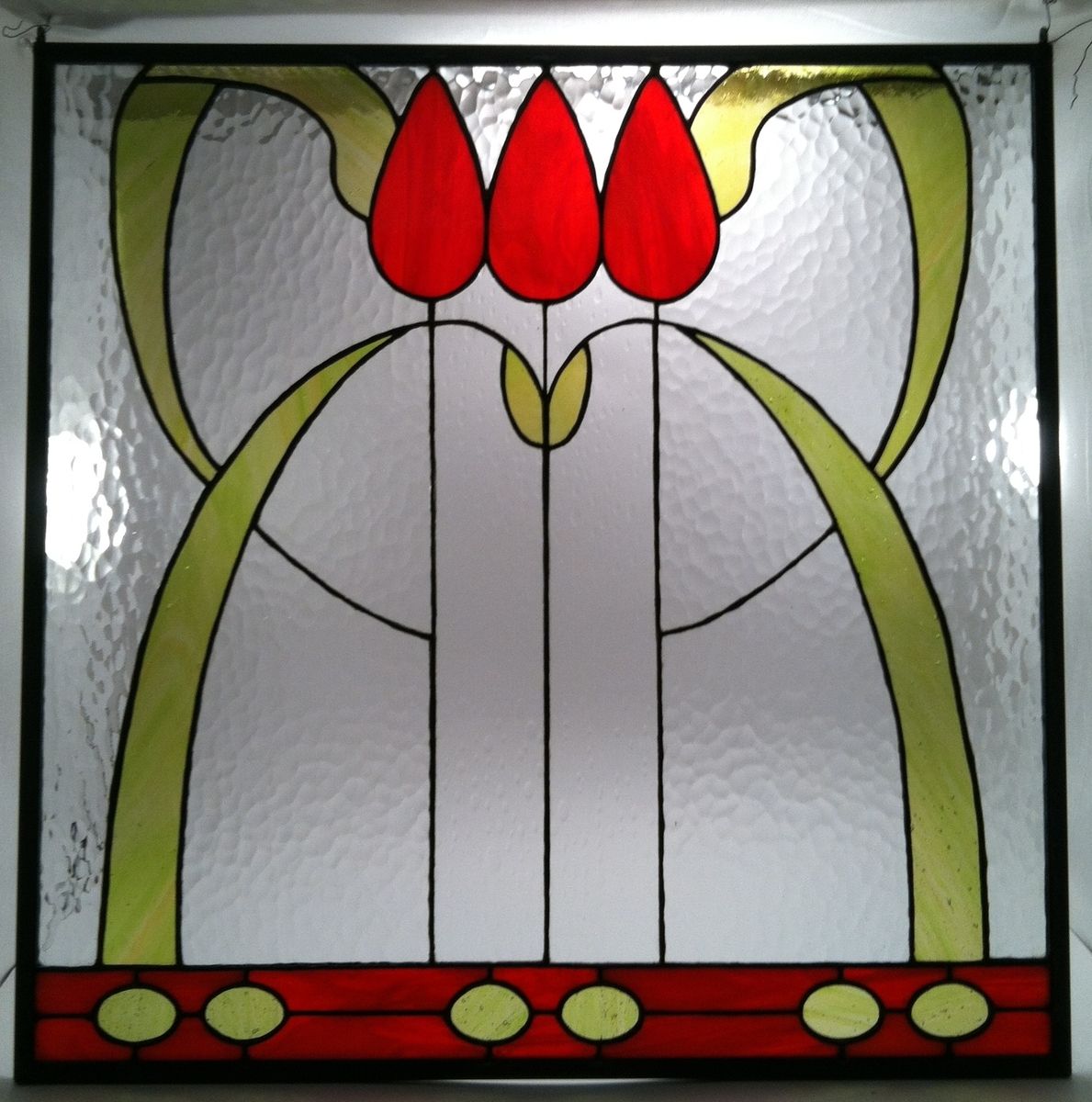 Hand Crafted Art Nouveau Tulips by Dancing Light Stained Glass Studio ...