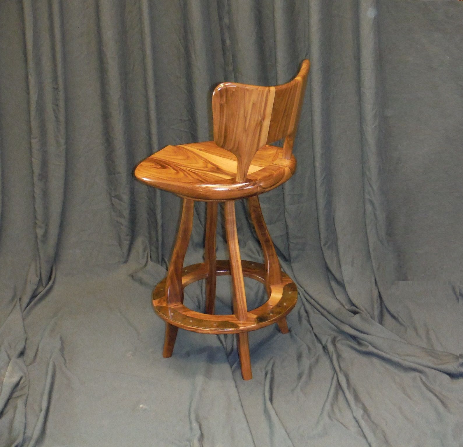 Hand Made Espresso Bar Stool With Metal Foot Pad by Bearkat Wood