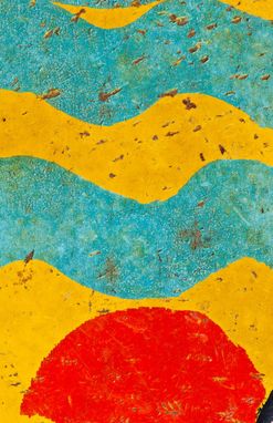 Custom Made Abstract Art, Macro Photography (Crackled Paint, Blue, Red, Yellow)