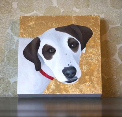 Custom Made Custom Pet Portrait, Gold Leaf, Personalized Dog Cat Memorial Painting