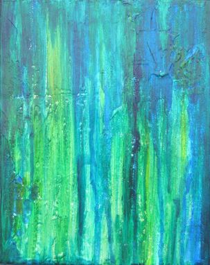 Custom Made Original Abstract Painting 8"X10" Turquoise Blue Green Textured