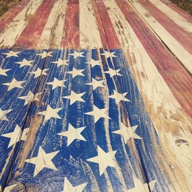 Custom Made American Flag Reclaimed Wood Table