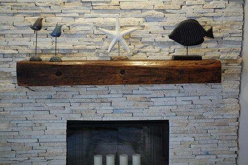 Custom Made Hand Hewn Fireplace Mantel