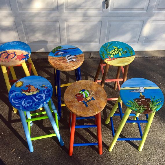 Whimsical Painted Bar Stool, Whimsical Outdoor Furniture
