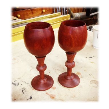 Custom Made Toasting Glasses In Bloodwood (Wedding And 5th Year Anniversary)