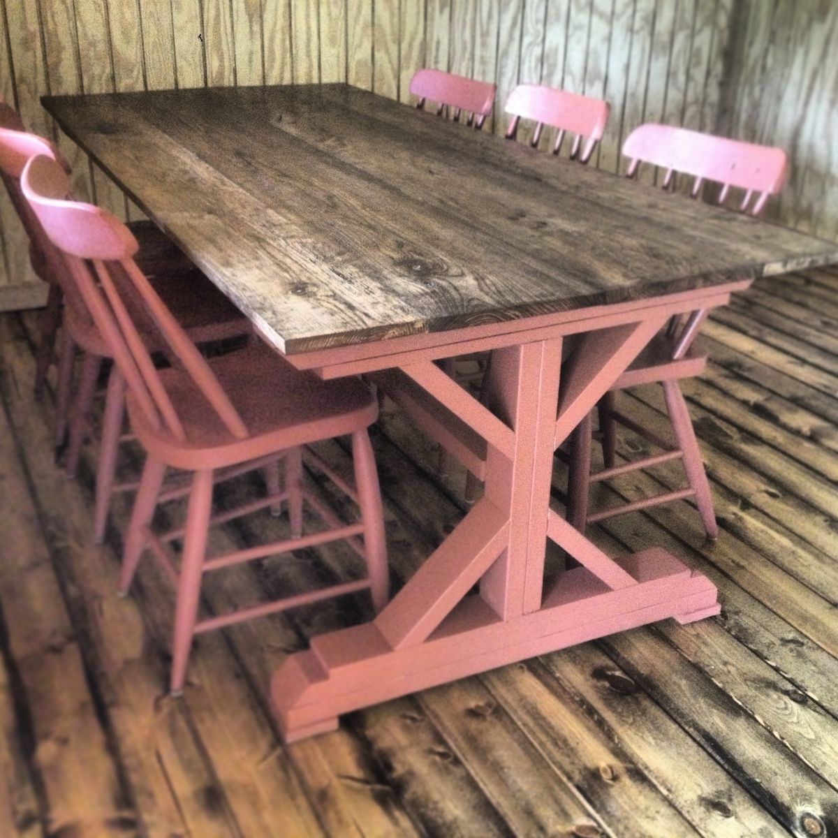 Hand Crafted Oak Harvest Table Farmhouse Table by Deer Creek Table Co