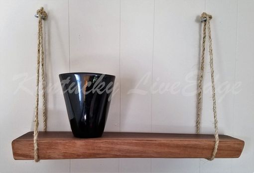 Custom Made Natural Wood Shelf- Hanging Shelf- Live Edge Shelf- Walnut- Reclaimed Wood- Solid Wood Shelf