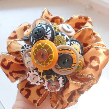 Custom Made Jungle Chic Wedding Toss Button Bouquet