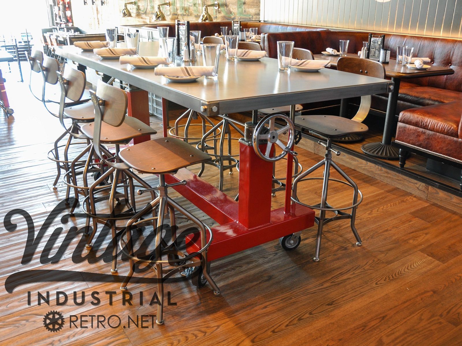 Custom Glossy Crank Bar Table by Vintage Industrial, LLC