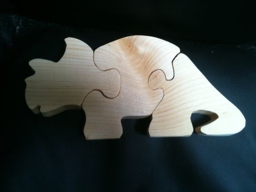 Custom Made Wooden 3 Piece Triceratops Jigsaw Puzzle