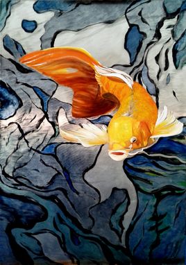 Custom Made Koi Fish On Metal Aluminum Print, 'Swimming Through Color'