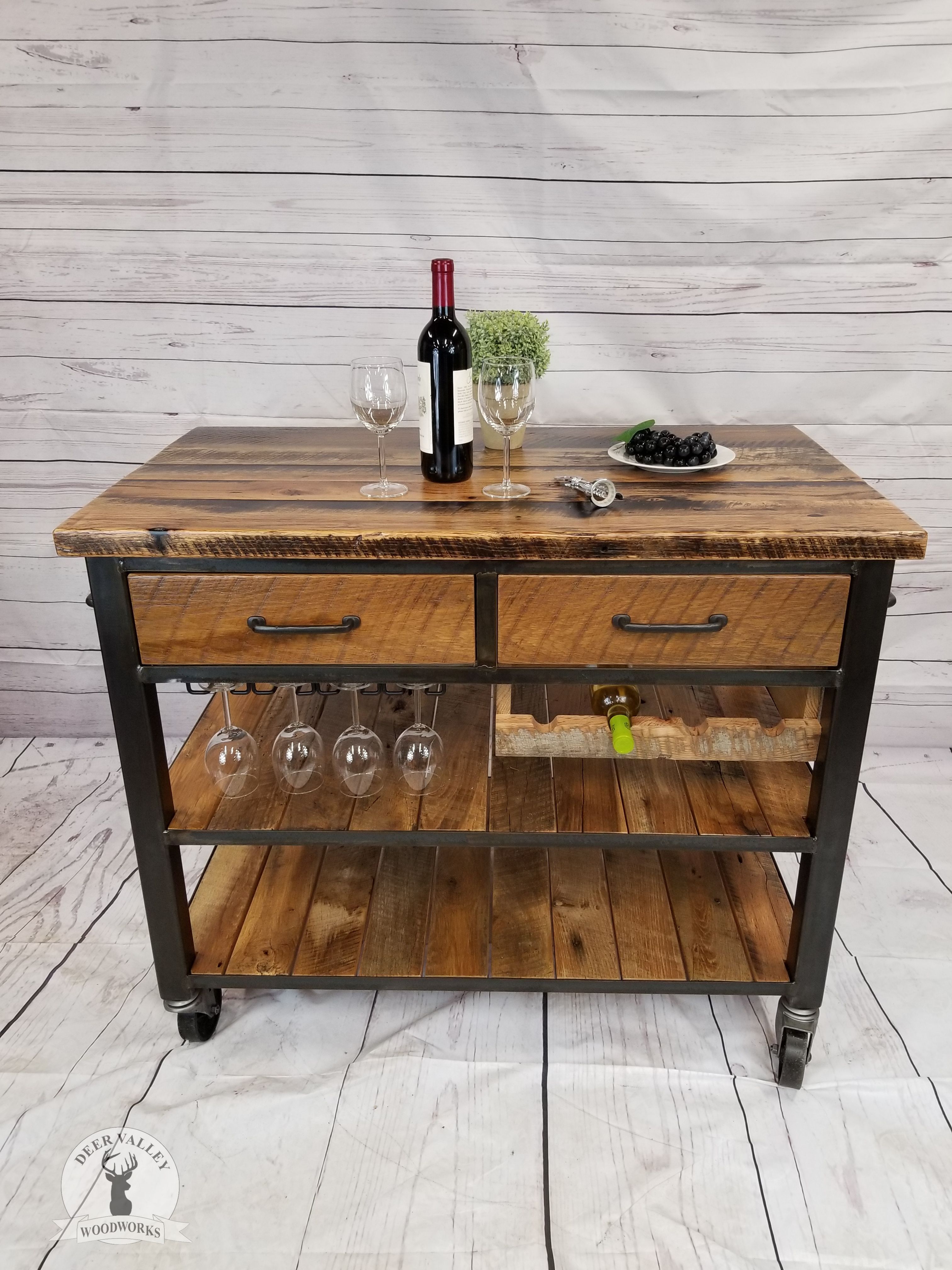 Sudden descent Nylon settlement Buy Hand Made Reclaimed Wood Bar Cart, Rustic Kitchen Island, Beverage  Serving Cart, made to order from Deer Valley Woodworks | CustomMade.com