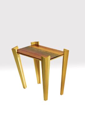 Custom Made Rainbow Tropical Wood And Poplar Contemporary End Table / Coffee Table