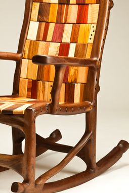 Custom Made Walnut Rope And Block Rocking Chair